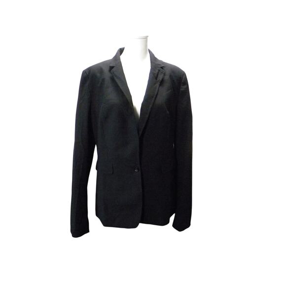 Banana Republic Black Stretch Blazer Size 16 Tall Once Button Career Work Jacket - Picture 3 of 10